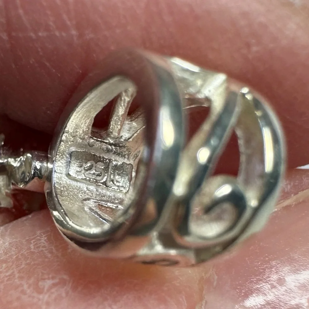 Vintage 925 Sterling Silver Pearl Heart Pendant